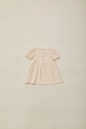 Mini Buttoned Round Neck Dress in Dove