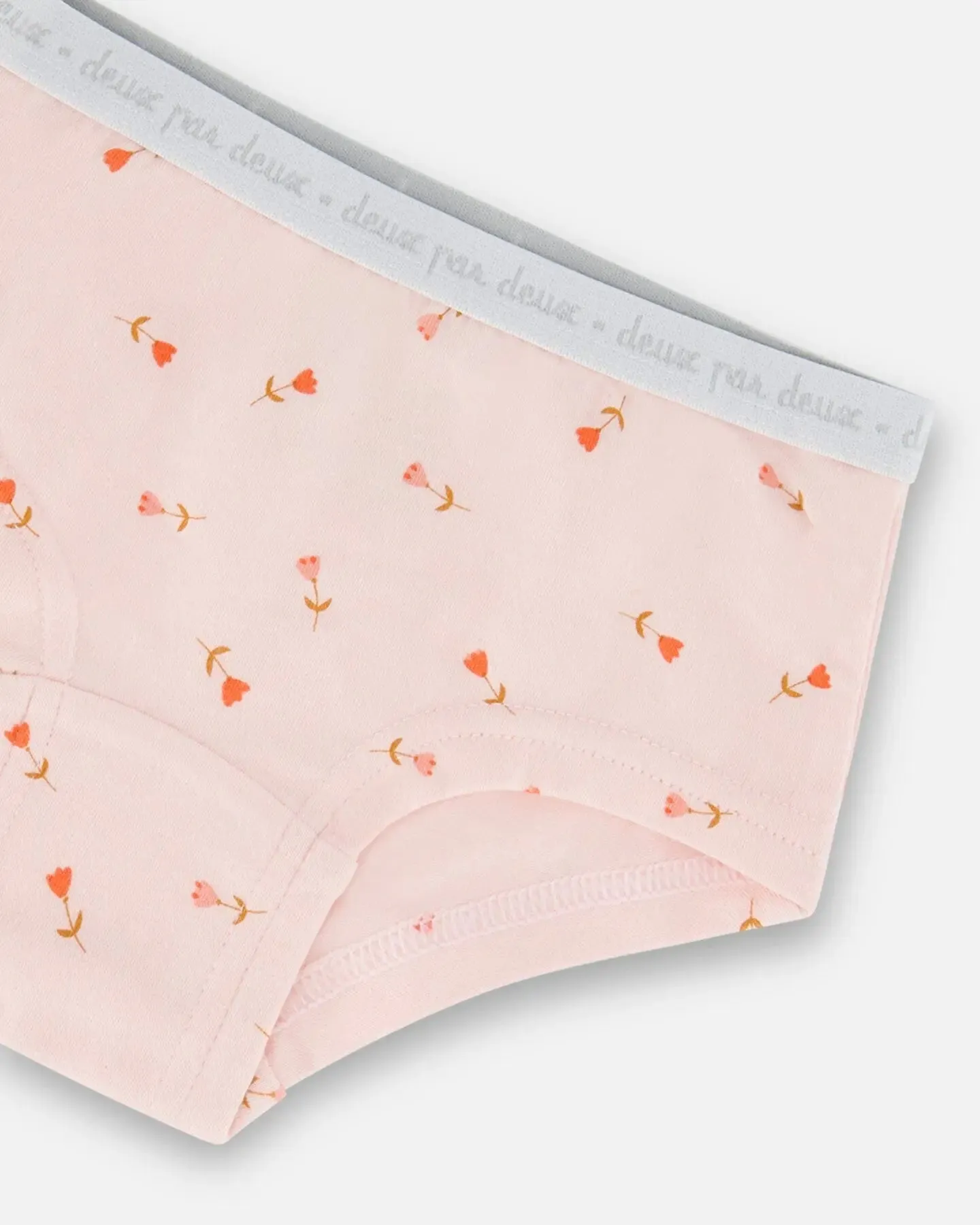 Organic Cotton Boyshort Pantie Pink Printed Flowers