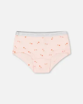 Organic Cotton Boyshort Pantie Pink Printed Flowers