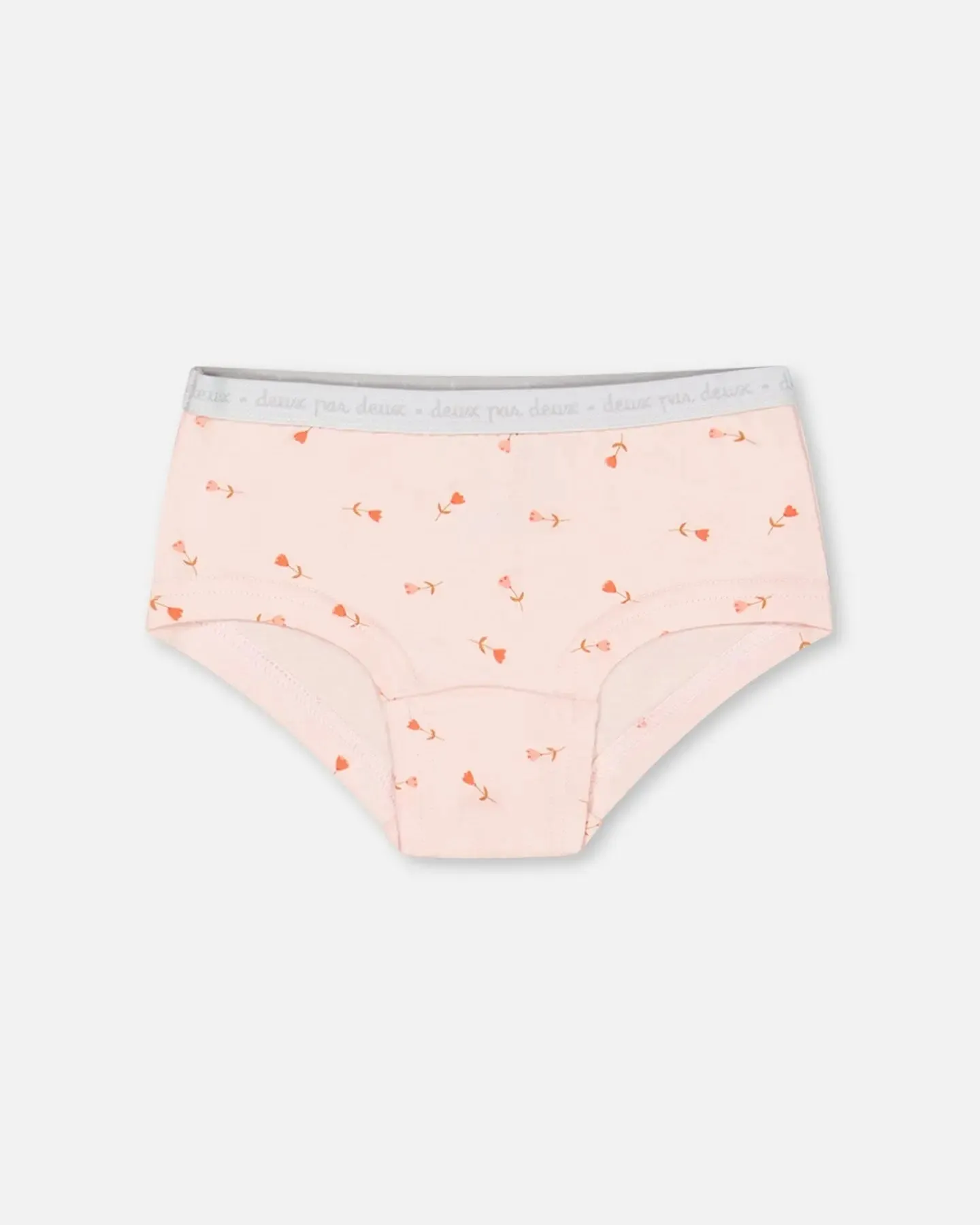 Organic Cotton Boyshort Pantie Pink Printed Flowers