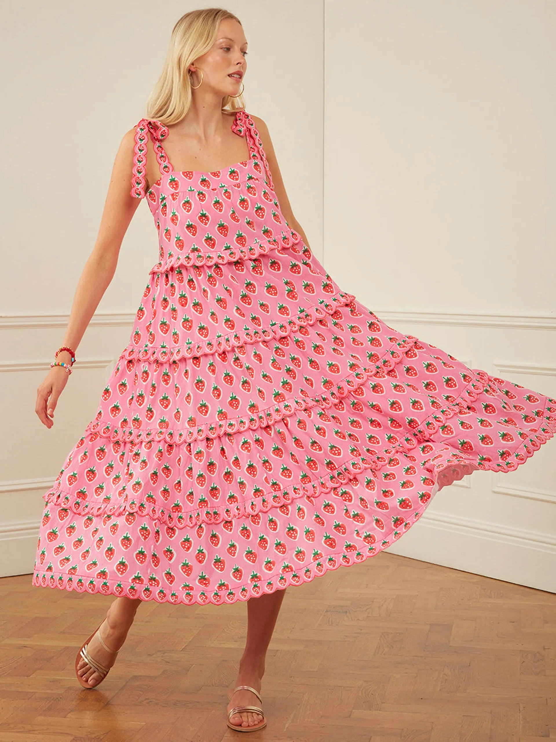 Painted strawberry acapulco dress