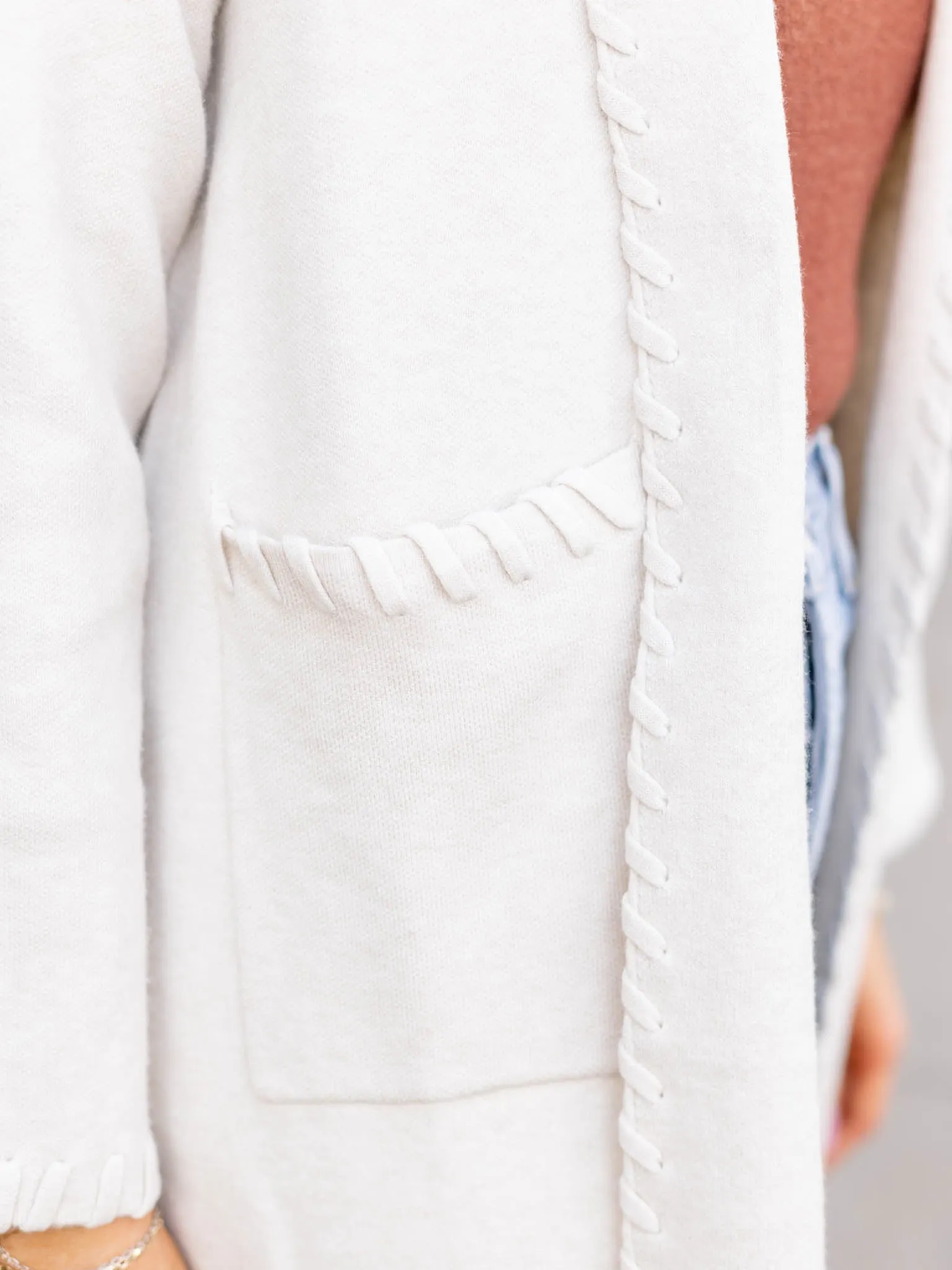 PINCH Edge Detail Open Knit Cardigan