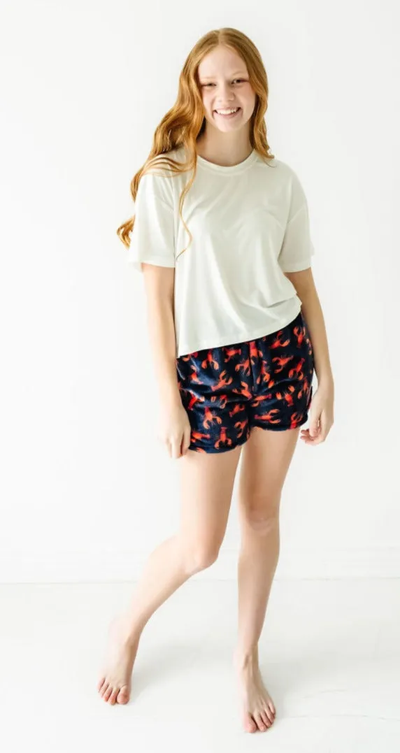 Plush Shorts-Navy Lobster