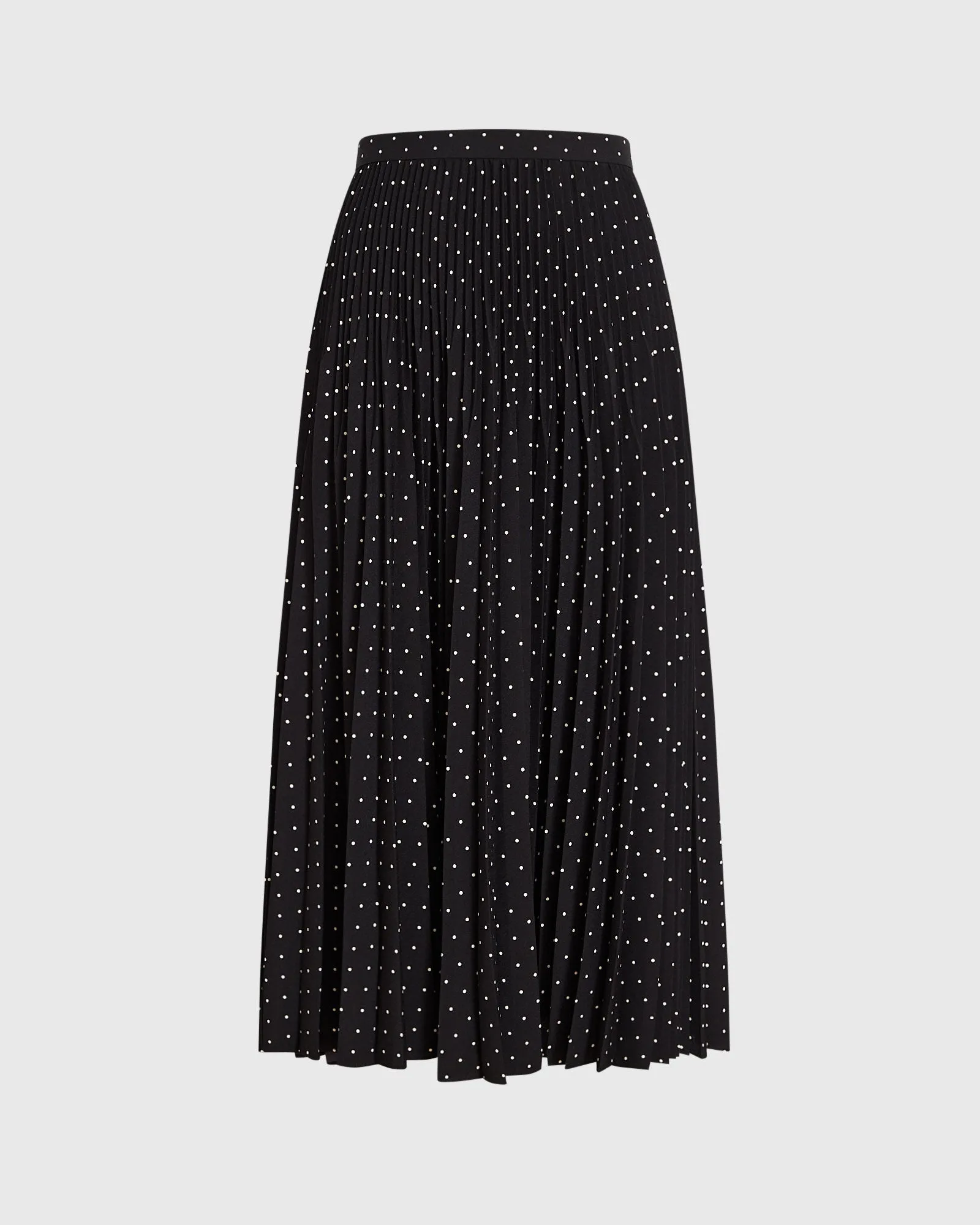 Polka Dot Pleated Midi Skirt