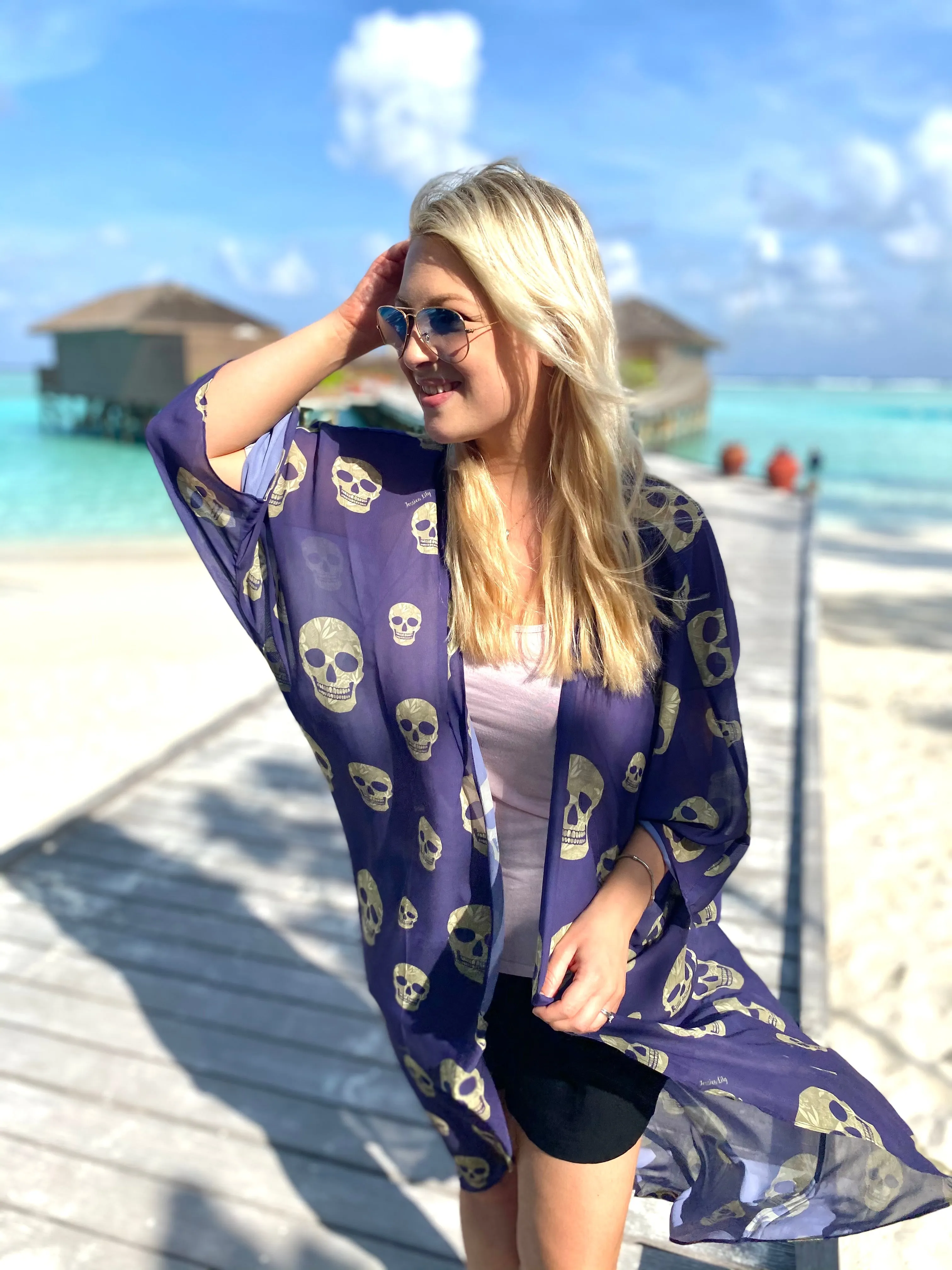 Purple and gold skull Kimono – 2 Lengths