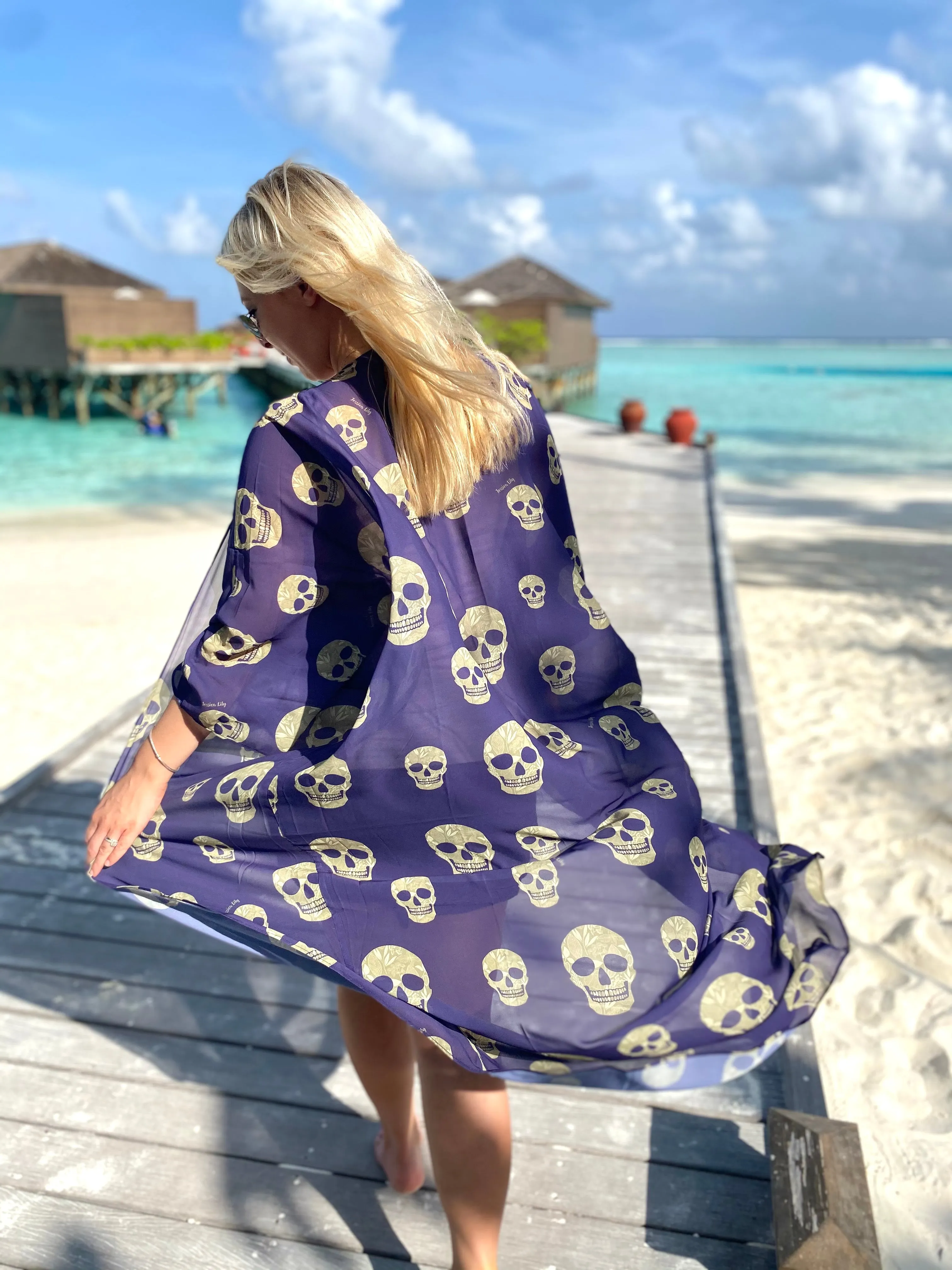 Purple and gold skull Kimono – 2 Lengths