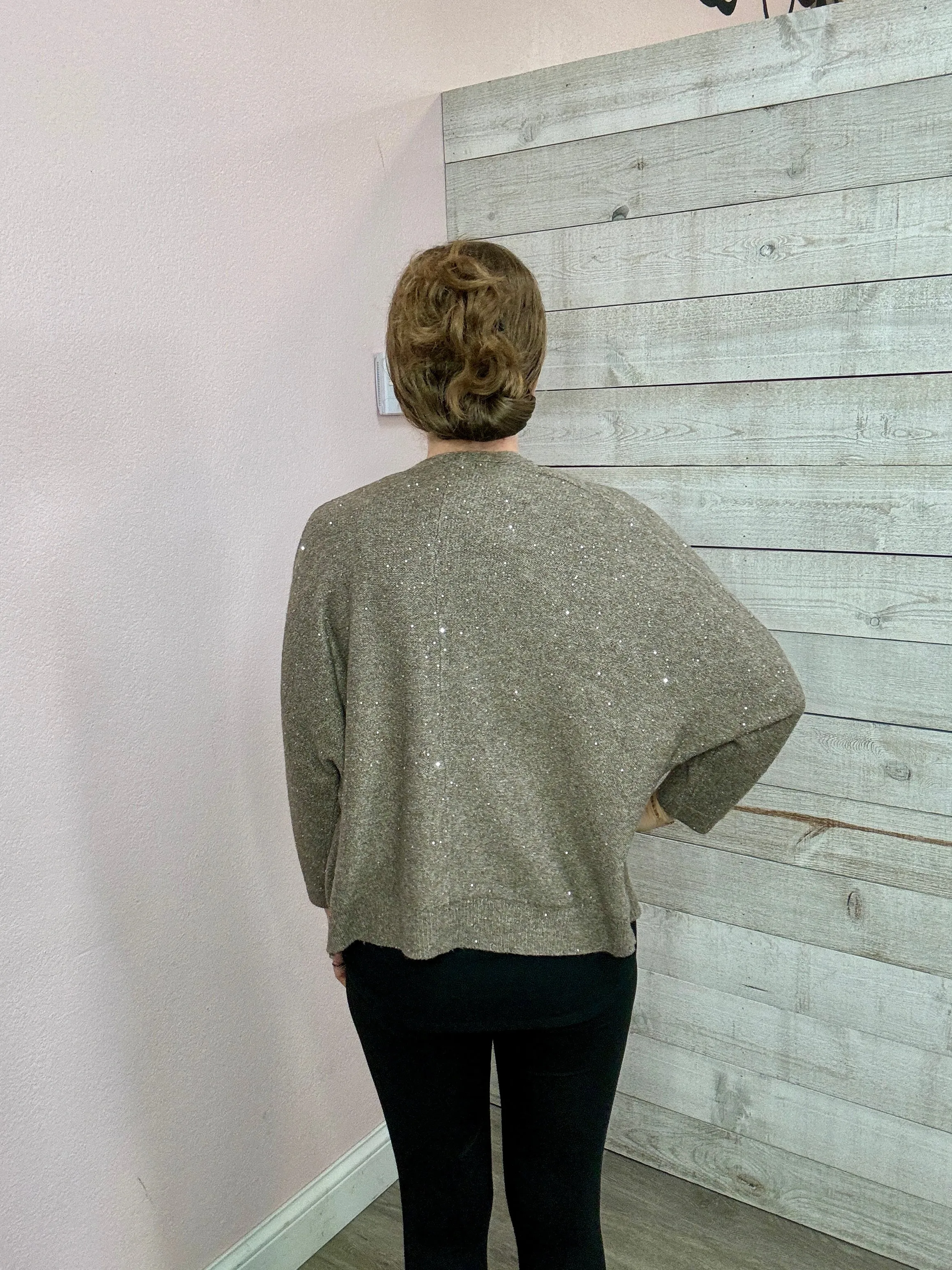 "Easy To Style" Mocha Sequin Cardigan