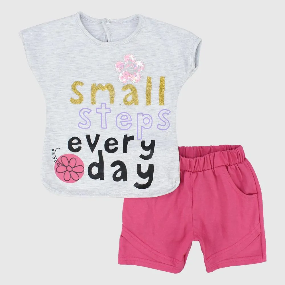 "Small Steps" Short-Sleeved Pajama