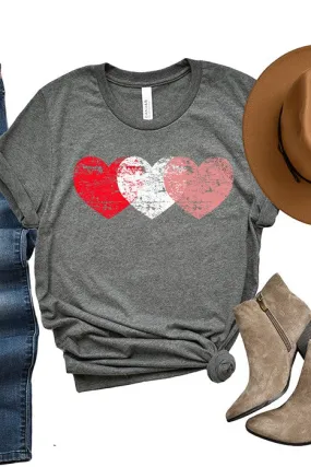 Red White Pink Hearts Graphic Tee