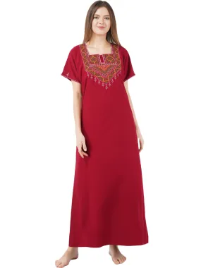 Resham Embroidery Night Gown