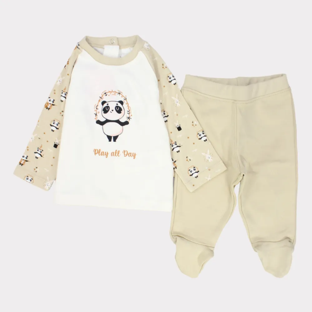 Rope Jumping Panda Long-Sleeved Fleeced Pajama