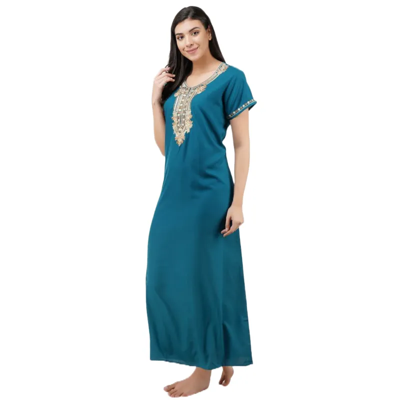 Rose Shaped Embroidery Night Gown