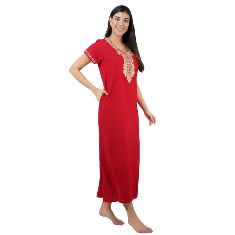 Rose Shaped Embroidery Night Gown