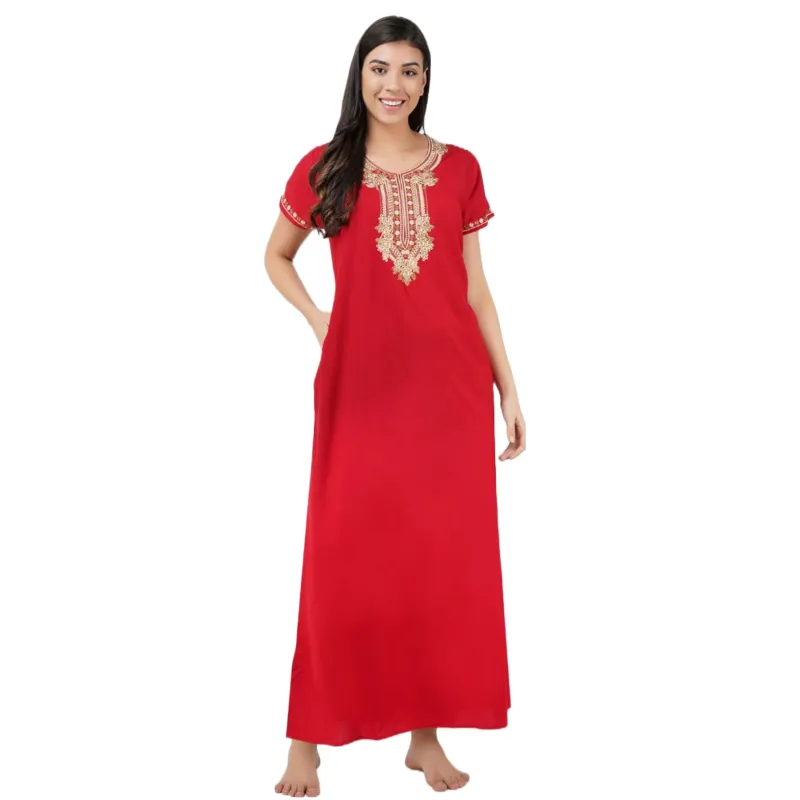 Rose Shaped Embroidery Night Gown