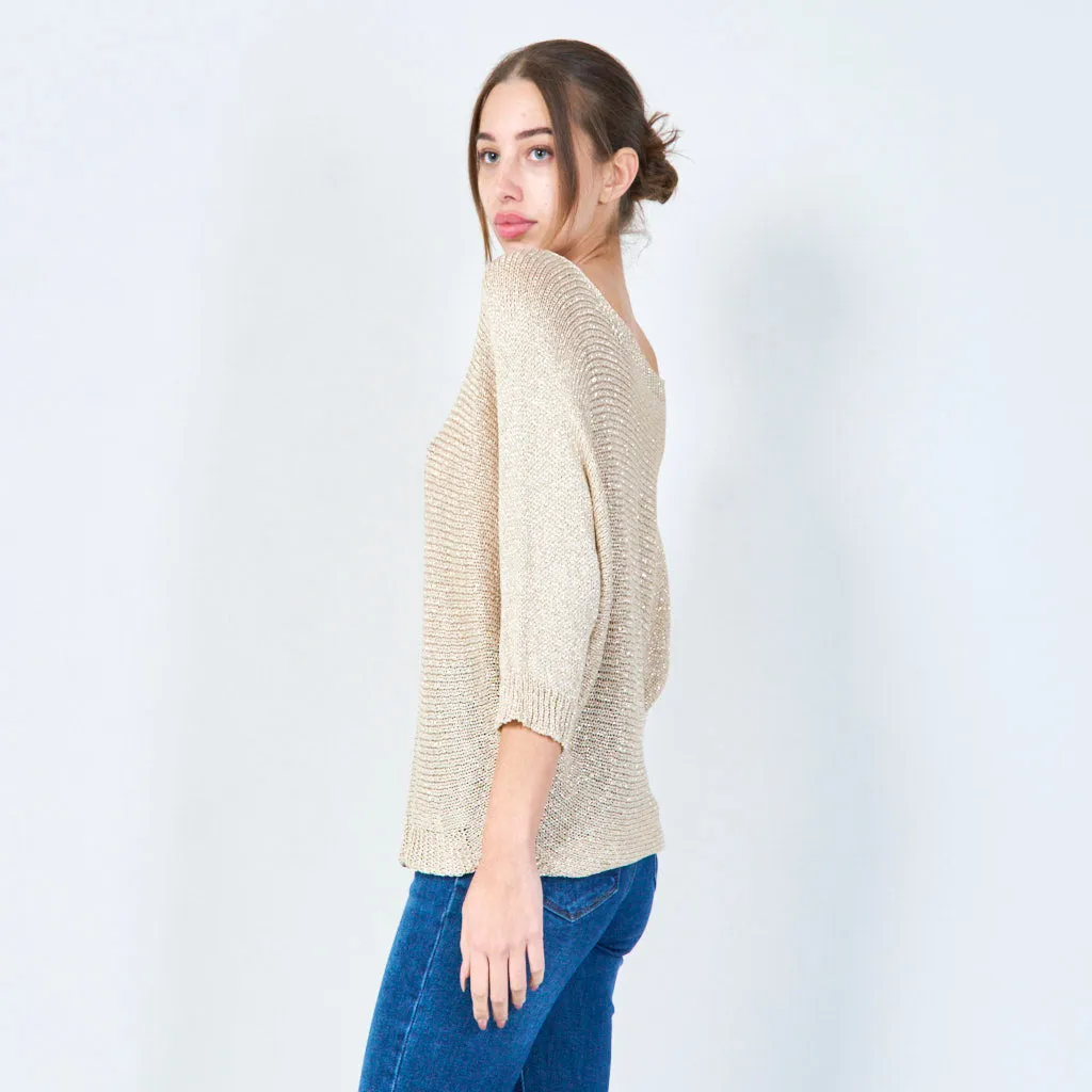 Shimmering loose knit pullover wholesale