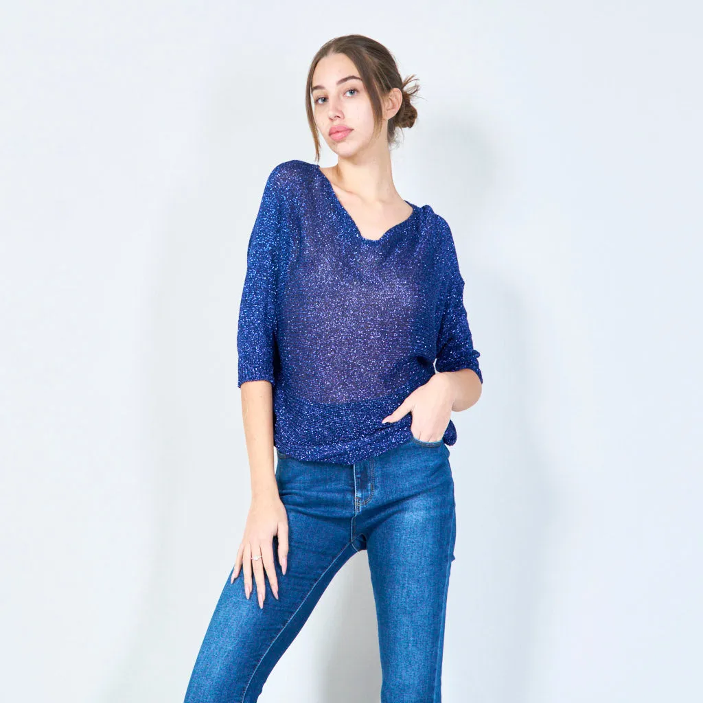 Shimmering loose knit pullover wholesale