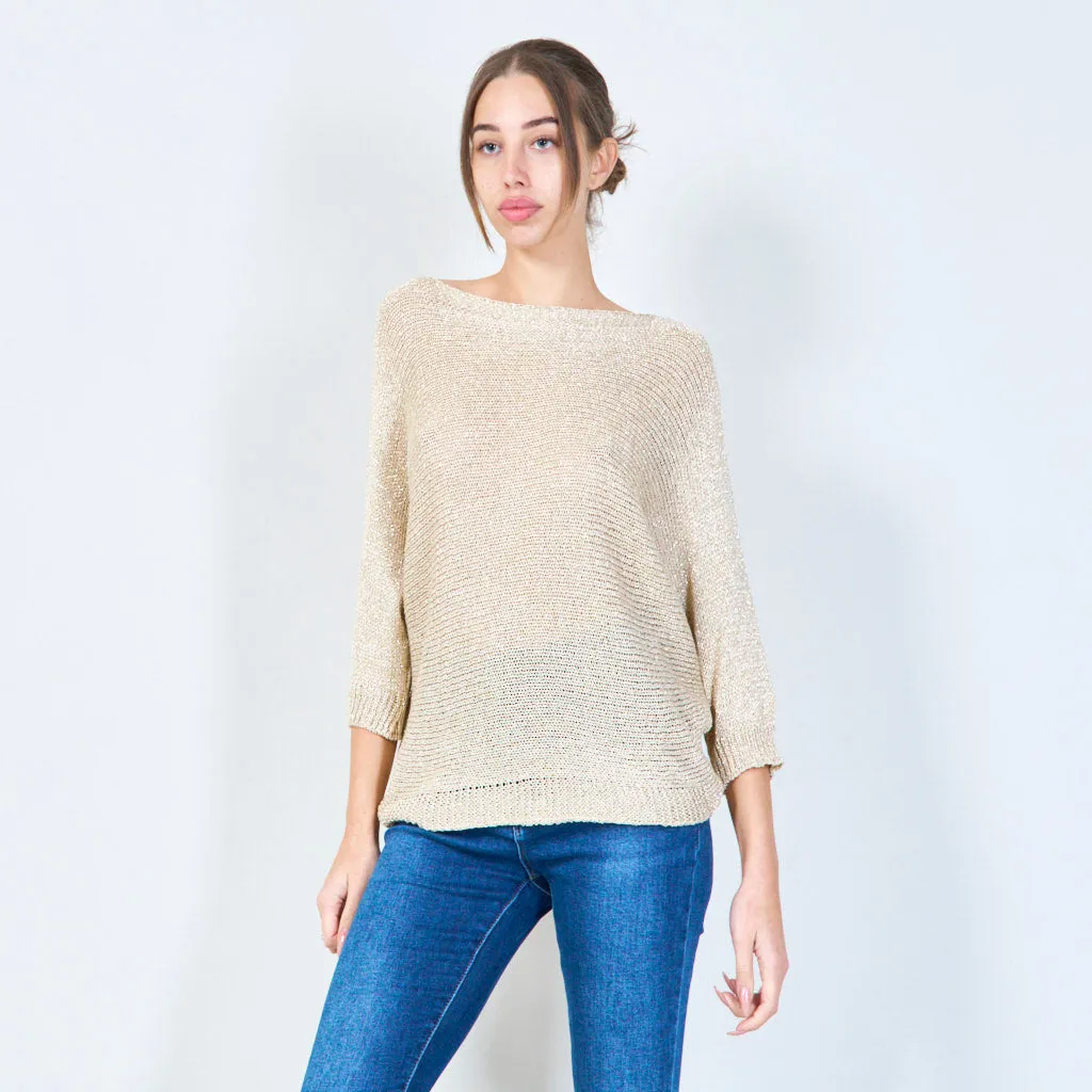 Shimmering loose knit pullover wholesale