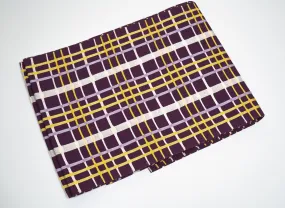 Simple Embroidered Purple Obi - Traditional Japan Kimono Belt - White Purple Yellow Lines