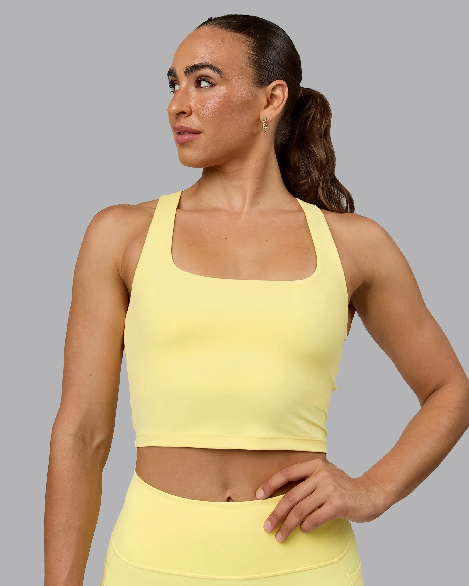 Staple Square Neck Active Shelf Bra Tank - Lemon