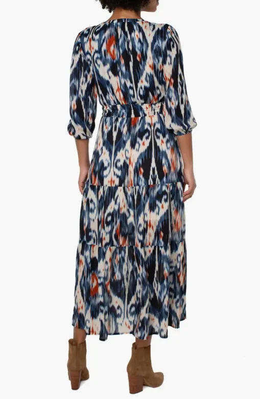 Tiered Woven A-Line Maxi Dress | Ikat Print