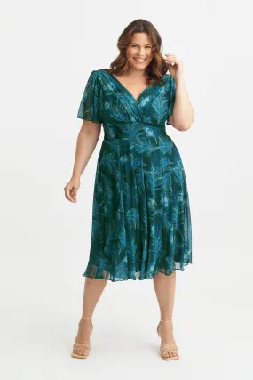 Victoria Peacock Angel Sleeve Mesh Midi Dress