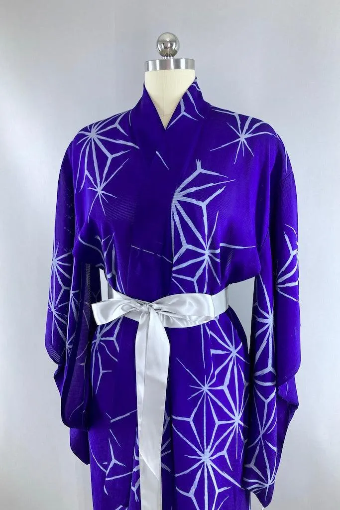 Vintage Blue & Grey Summer Silk Kimono