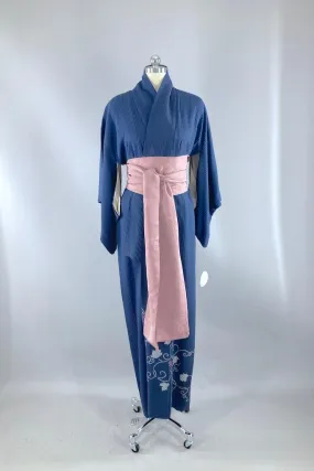 Vintage Blue Shibori Grapes Silk Kimono