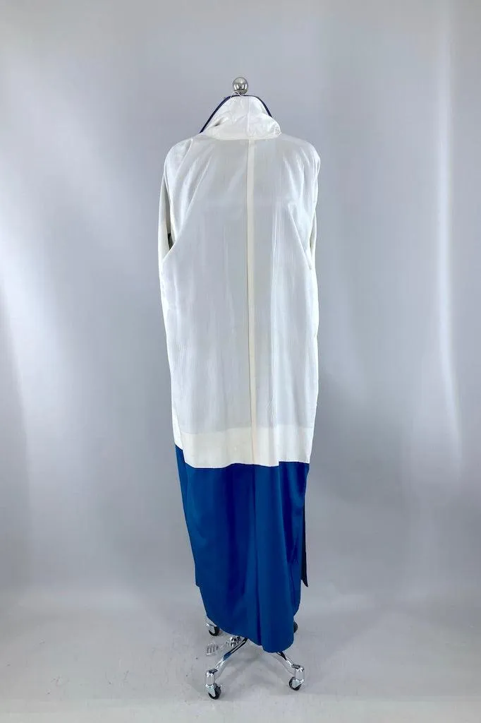 Vintage Blue Shibori Grapes Silk Kimono