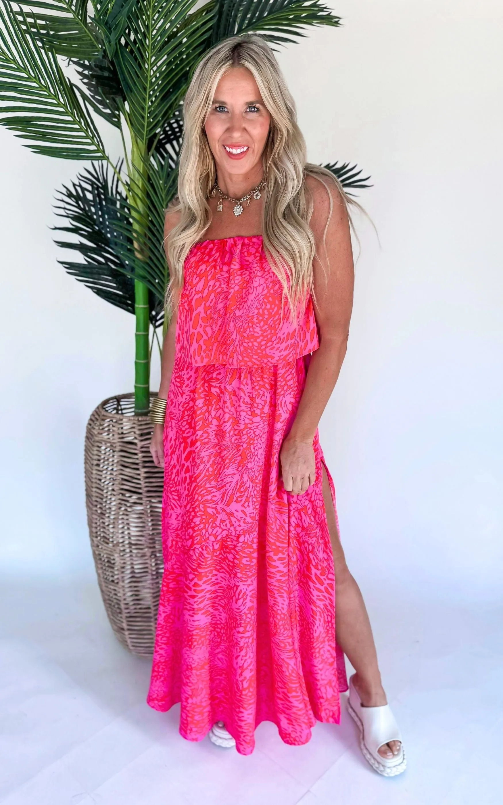 Vivid Leopard Strapless Maxi Dress - Final Sale