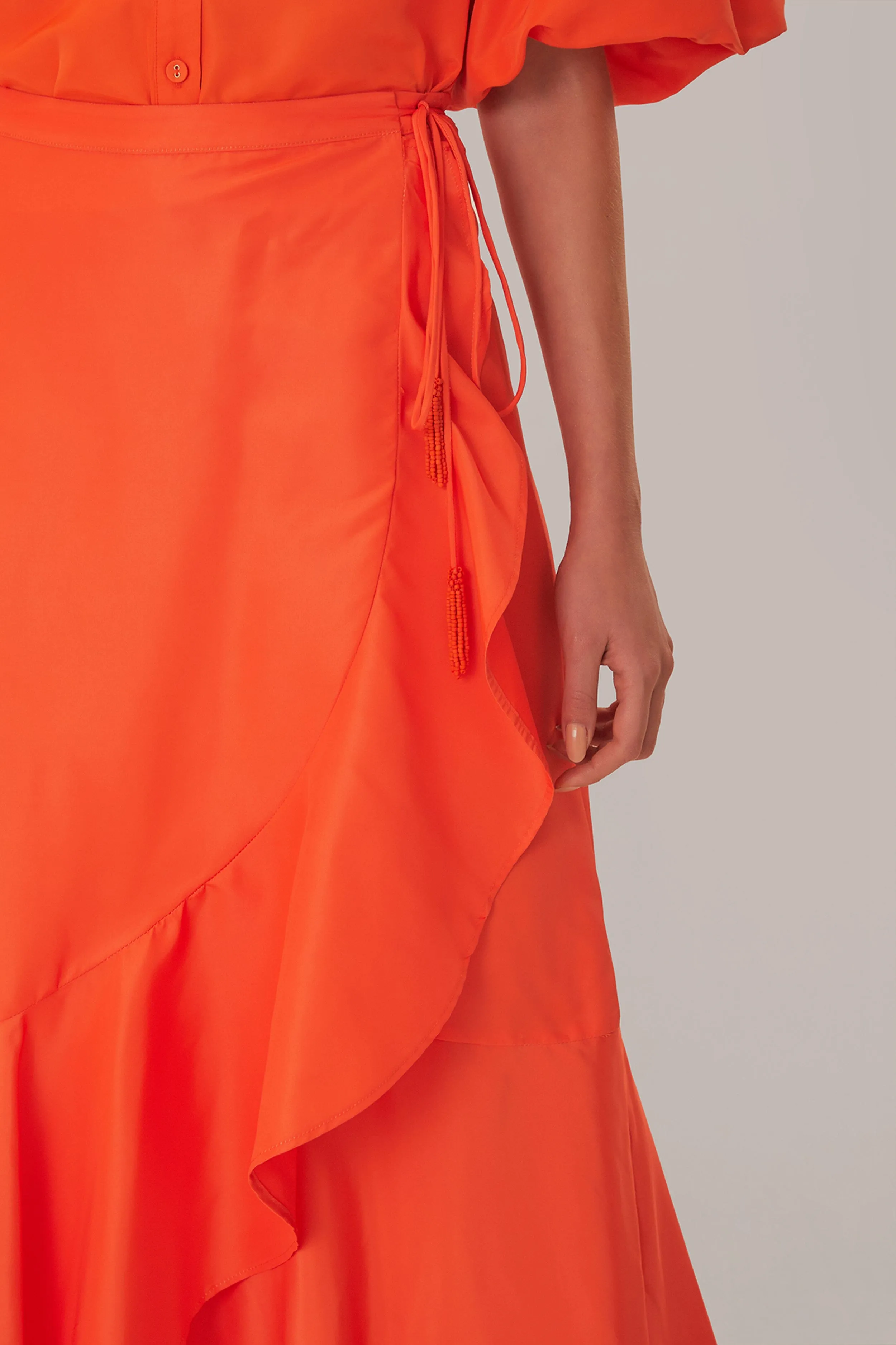 Vivid Orange Midi Skirt