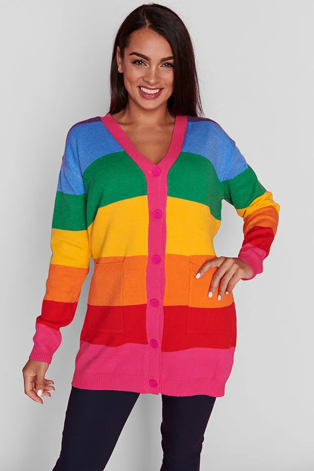 Vivid Rainbow Stripe Cardigan