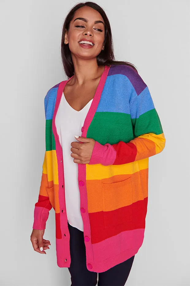 Vivid Rainbow Stripe Cardigan