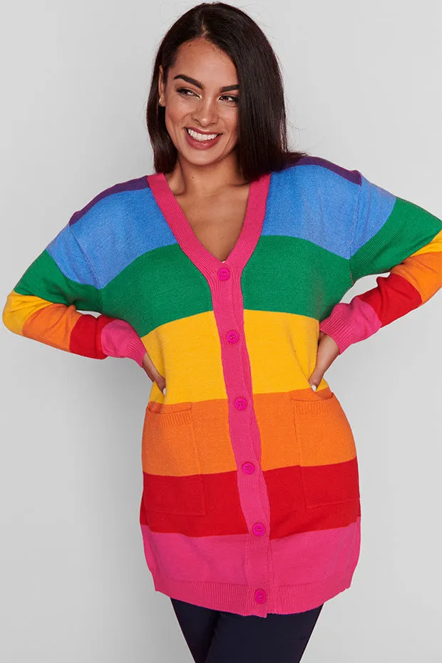 Vivid Rainbow Stripe Cardigan