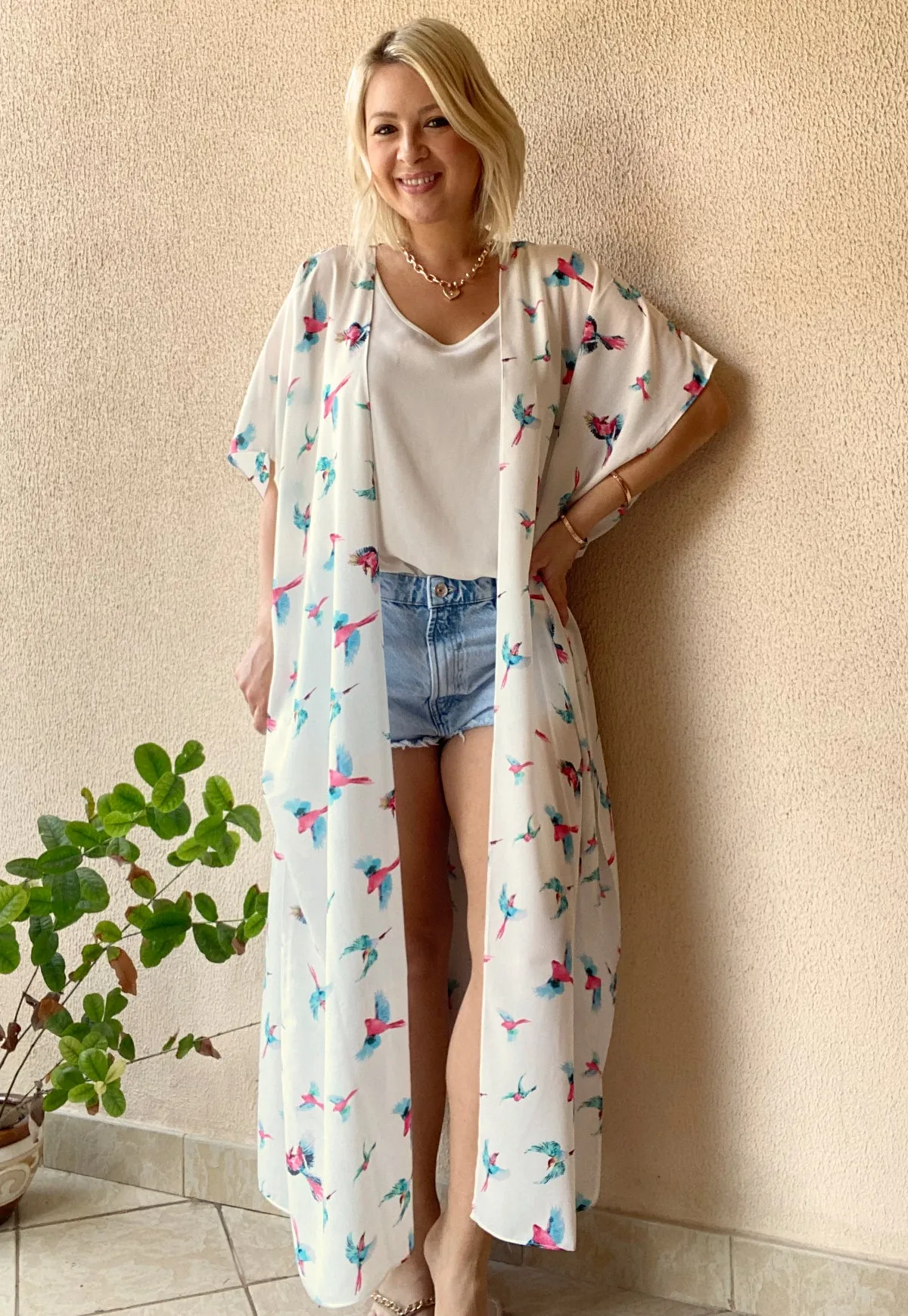 White birds kimono - 3 lengths