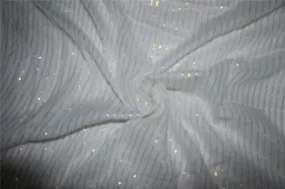 White cotton fabric with Gold color stripe lurex weave 44&quot; wide