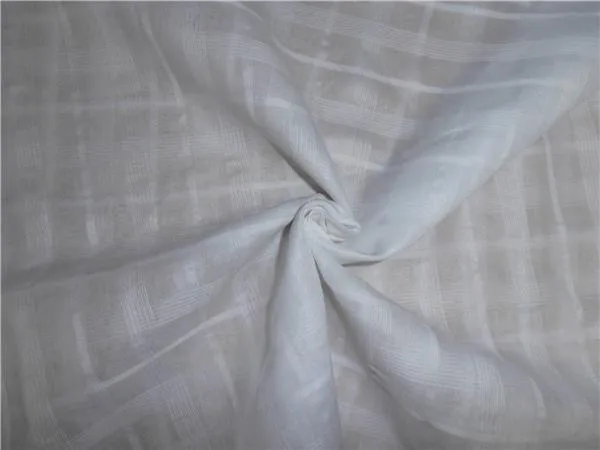 WHITE COTTON VOILE fabric 44&quot; WIDE - RIB plaids #1